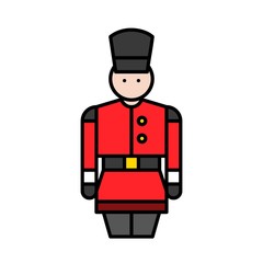 army soldier character Christmas filled editable outline icon.
