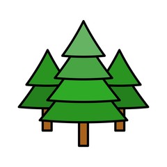 pine trees decoration merry Christmas filled editable outline icon.