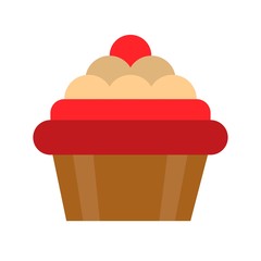 delicious creamy cup creamy cake Christmas flat design icon.