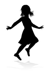 A high quality detailed silhouette of kid or child