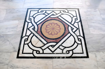 designed marble on the floor