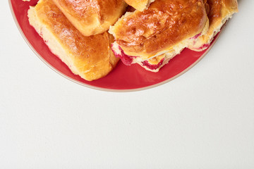 Buns with fruit. Homemade baking. Homemade Buns on plate