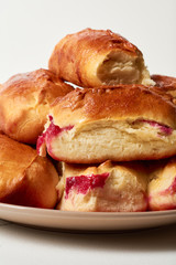 Buns with fruit. Homemade baking. Homemade Buns on plate