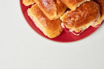 Buns with fruit. Homemade baking. Homemade Buns on plate