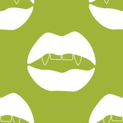 seamless abstract pattern with mouth, female lips, vampire teeth