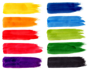 Set of watercolor brush drag by hand paint draw,several colors,Card,Banner,Vector illustration 