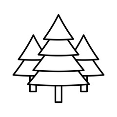 pine trees decoration merry Christmas editable outline icon.