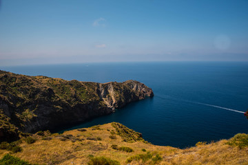 panoramic view of the islands and volcano Sicily