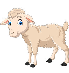 Cartoon happy lamb isolated on white background