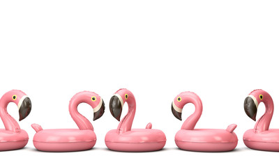 Summertime pink inflatable falmingo on a white background. 3D Render
