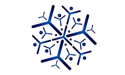 Blue vector snowflake crystal pattern