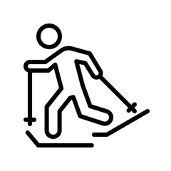 mountain hiking stick player  winter filled outline icon editable stroke.