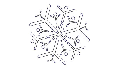 Vector line snowflake crystal pattern