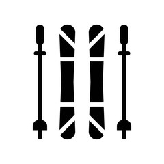ski board and sticks equipment, winter sport related icon