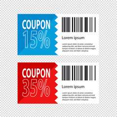 Discount Coupon Design - Shopping Concept - Vector Illustration - Isolated On Transparent Background