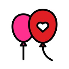 Ballons vector, wedding related fiiled style editable outline icon