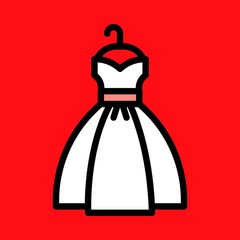 Wedding dress vector, wedding related fiiled style editable outline icon