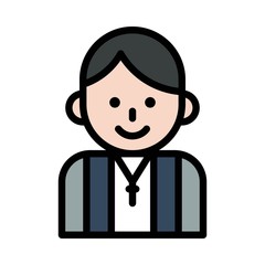 Priest vector, wedding related fiiled style editable outline icon