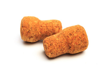 Wine corks isolated on white background .