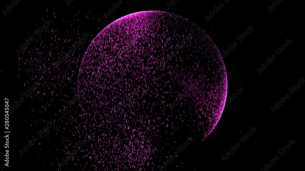 Aufkleber the black background has a small pink dust particles like a sparkling raindrop rotating in a circle.