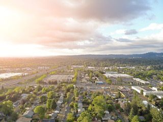 Photo of the suburb from a height, drone, landscape background