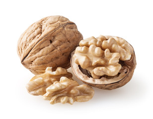 Walnuts isolated on white background with clipping path