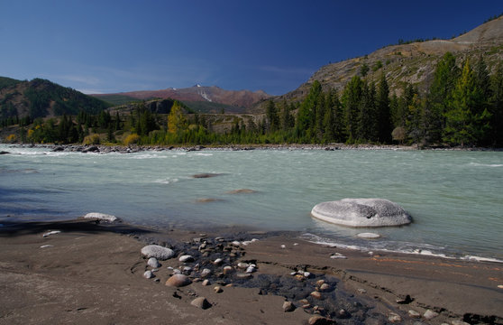 mountain turquoise rapid river