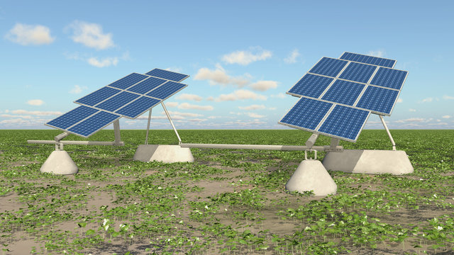 Solaranlagen in einer Landschaft