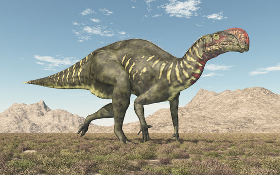 Dinosaurier Altirhinus in einer Landschaft