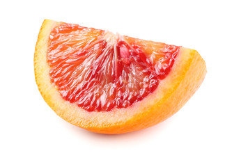 Red blood orange fruit with slices isolated on white background