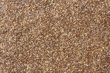 Chia seeds background. Chia seeds texture. Top view.