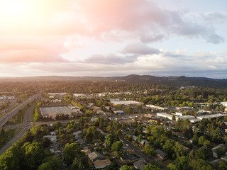 Photo of the suburb from a height, drone, landscape background