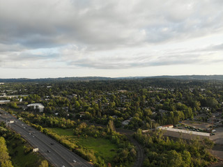 Photo of the suburb from a height, drone, landscape background