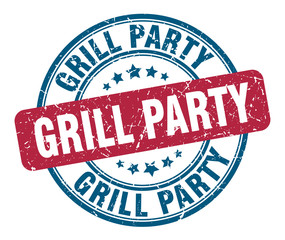 grill party stamp. grill party round grunge sign. grill party