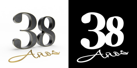 Inscription in Spanish. Golden number 38 years
