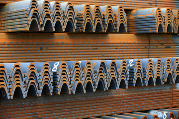 many steel is stacked together