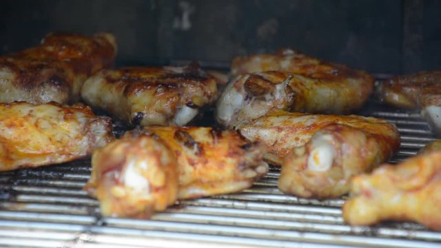 Barbecue Chicken Cooking On Grill