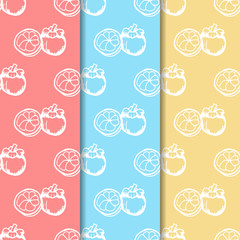 mangosteen tropical fruits seamless pattern