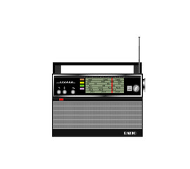 Old radio on white background. Vector illustration.