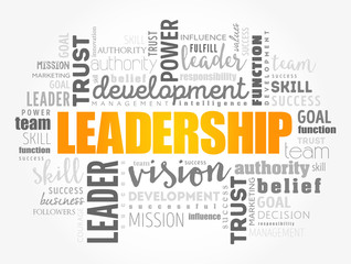 LEADERSHIP word cloud collage, business concept background