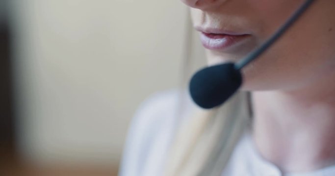 Close up ow Woman Working in Call Center