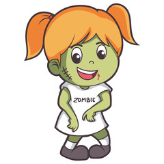 cartoon kids wear costumes zombie on halloween day