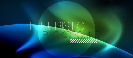 Neon glowing lines, magic energy space light concept, abstract background wallpaper design