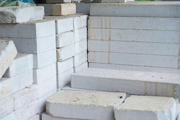 Stack of white Lightweight Concrete block.