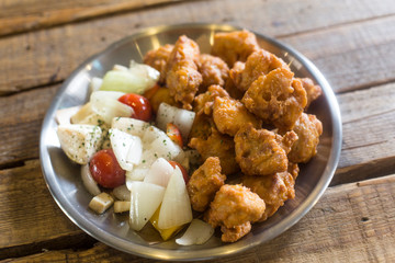 Fried chicken with grilled vegetables