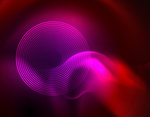 Shiny neon geometric waves template