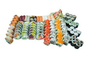 Zestaw Sushi - duży kolorowy, różne smaki. - obrazy, fototapety, plakaty
