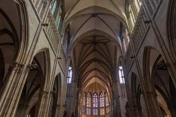 Obraz premium Main nave of the cathedral of the Good Shepherd, Donostia-San Sebastian , Basque Country, Spain
