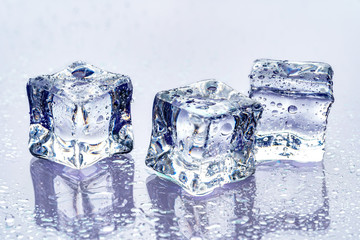 ice cubes on blue background