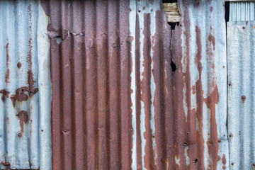 Old zinc texture background.Old rusty galvanized, corrugated iron siding vintage texture background, Rusty corrugated metal wall.